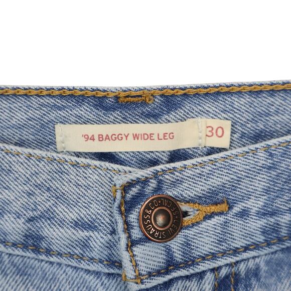 Levi's '94 Baggy Mid-Rise Super Wide Leg Denim Jeans Light Wash Blue Size 30 - Picture 5 of 7